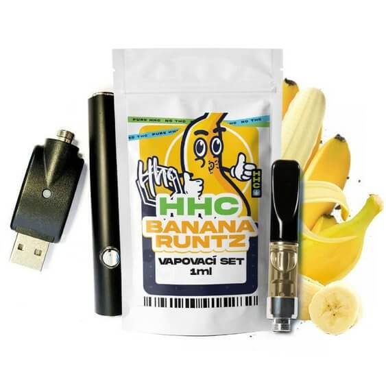Set HHC, Vape+ cărtuș, aromă super, natural de banană, 94%, 1 ml – HHC Guru