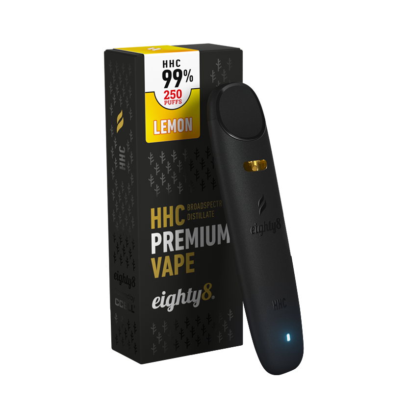Vape de unică folosință cu conținut HHC cu aromă de lămâie, fără THC. 100% Legal.