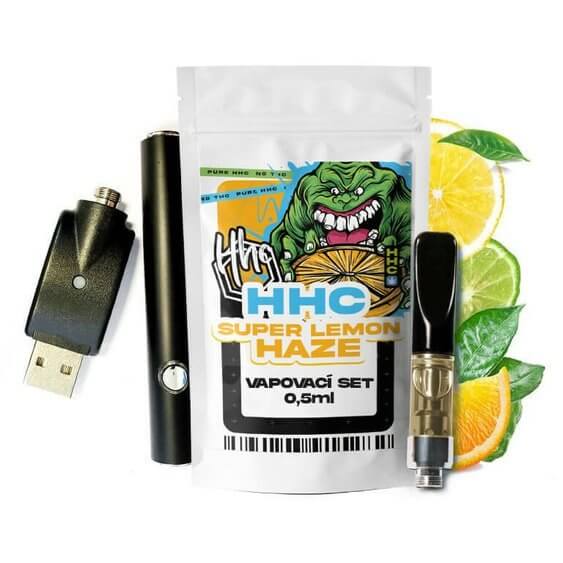 Set Vape cu cărtus cu conținut HHC, nu conține THC, 100% legal, cu aromă de lămâie.